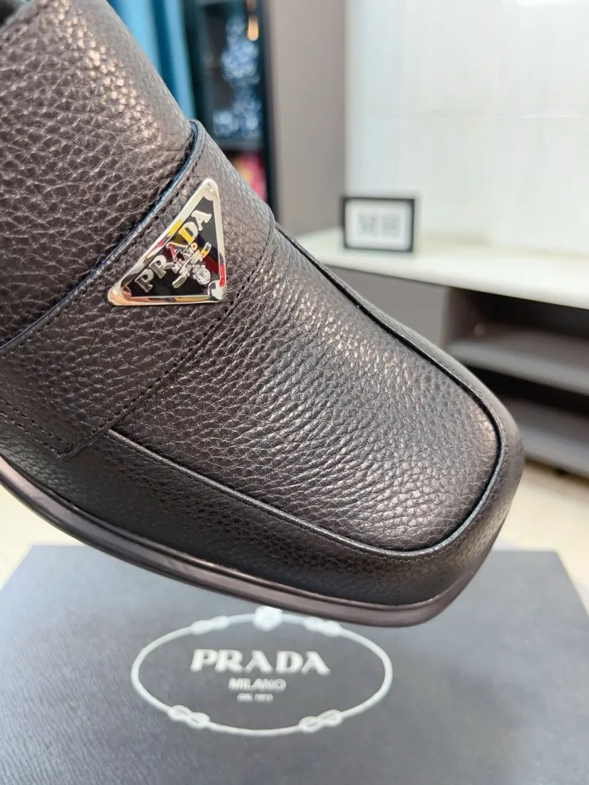 Men's shoes 💰540🌹🌹【PRADA Leather Shoes】Top purchasing agency Original imported Italian custom-made open-edge beaded cowhide leather surface, fully imported water-dyed breathable cowhide lining, original factory special molded sole super comfortable, size: 38-44